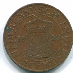 1 CENT 1929 NETHERLANDS EAST INDIES INDONESIA Copper Colonial Coin #S10107U - Picture 1 of 3