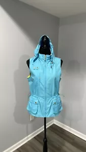 Women’s Chaps reversible vest blue and yellow size small Hooded - Picture 1 of 17