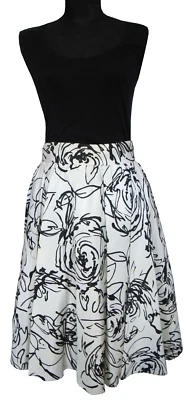 Falda completa de colección años 50 blanco y negro artista patrón garabato talla pequeña ¡adorable! Foto 1 de 4