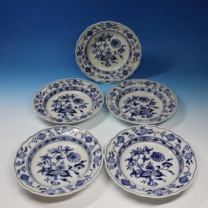Meissen Crossed Swords - Blue Onion - 5 Rimmed Soup Bowls - 8½ inches - Picture 1 of 9