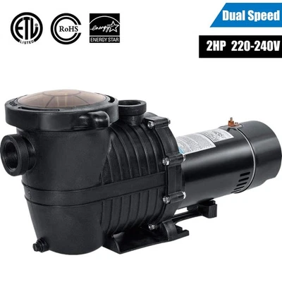 IMESHBEAN® Dual Speed 2HP Swimming Pool Pump Inground 79ft Hmax 2'' NPT For Hayward 220V