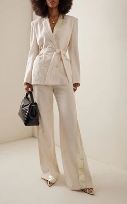 NEW TWP Stay Golden Wide Leg Bone Gold Stripe Wide Leg Pants Sz 8 NWT $750 - Image 1 of 4