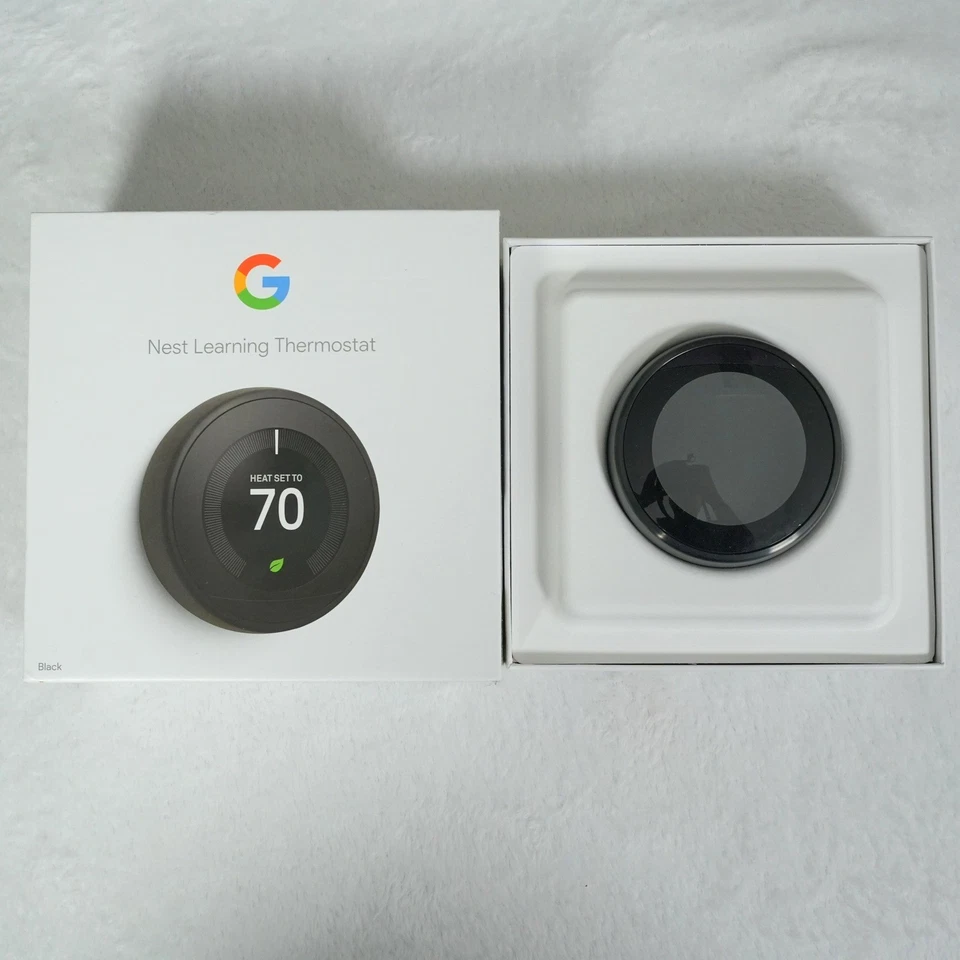 Термостат обучающий Google Nest черный умный дом климат-контроль - Изображение 1 из 4