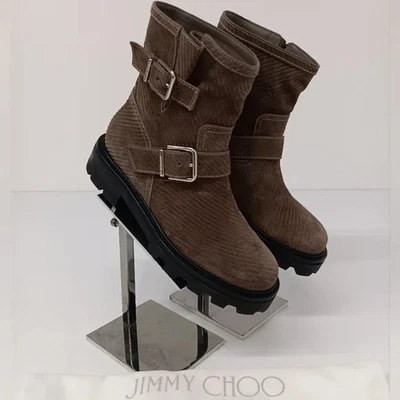 Jimmy Choo Women's Youth II Corduroy Clay Suede Moto Boots - EU36.5/US6.5 - Image 1 of 4