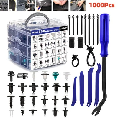 Juego de 1000 piezas de clips de retención de automóvil sujetadores automáticos clips de ajuste de empuje pasador remache parachoques Foto 1 de 4
