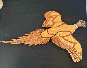 Vintage Hand Carved Large Wooden Ring-Necked Pheasant Bird Wall Decor - Picture 1 of 17