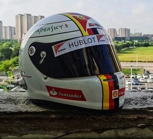 2015 SEBASTIAN VETTEL F1 FORMULA 1 HELMET HELM HAND-PAINT 1:1 WITH HANS - Picture 1 of 7