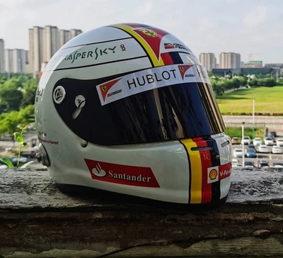 2015 SEBASTIAN VETTEL F1 FORMULA 1 HELMET HELM HAND-PAINT 1:1 WITH HANS - Image 1 of 4