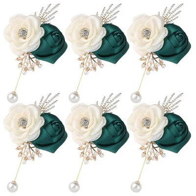 Rose Boutonniere for Men Artificial Corsage for Groom Guests Wedding/Dance/Su... - Image 1 of 4