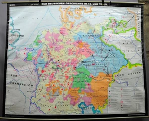 Cartina da parete scuola lavagna didattica quadro a rullo sulla storia tedesca nel 14-15 secoli - Foto 1 di 1