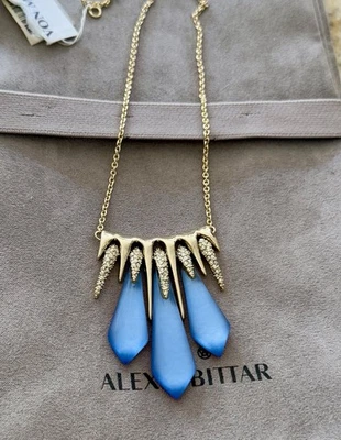100% Authentic Alexis Bittar Horrizon Blue Lucite Crystal Spike necklace - Image 1 of 4