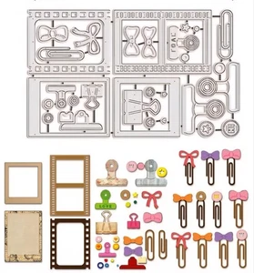 Junk Journal Die Cut Set Paper Binder Clips Film Strip Border Frames Slides Bows - Picture 1 of 5