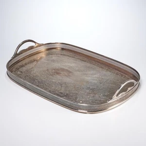 Sheffield EPC Silver Plated Rectangular Gallery Butler Salver Bar Cart Tray 17" - Picture 1 of 5