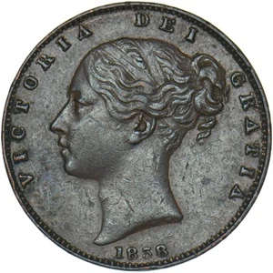 1838 Farthing - Victoria British Copper Coin - Very Nice - Picture 1 of 2