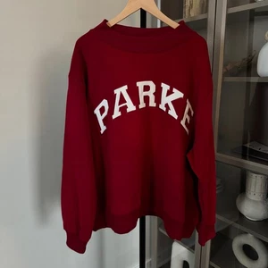PARKE Logo Mockneck Sweatshirt NEU rot weiß Varsity Pullover Gr. XXL - Bild 1 von 5