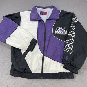 Vintage 90s Colorado Rockies Men’s Pro Player Windbreaker Size L Wave Full Zip - Picture 1 of 10