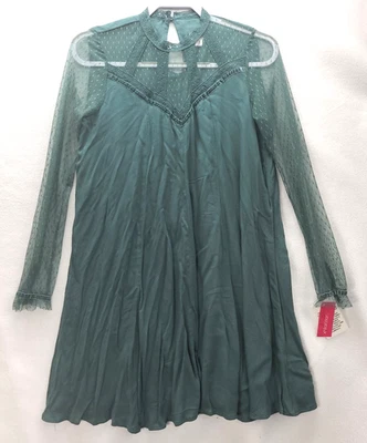 New Xhilaration Lace Teal Green Victorian Gothic Dress long sleeve size XSmall - Image 1 of 4
