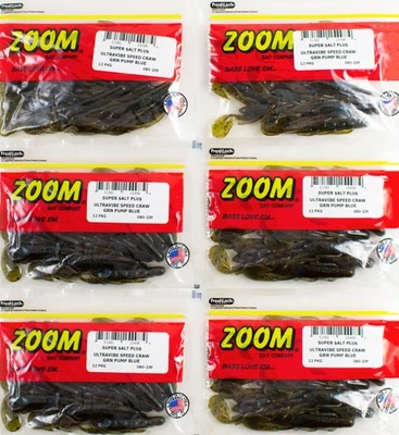 (LOTE DE 6) ZOOM ULTRAVIBE SPEED CRAW 3.5" 080-239 VERDE CALABAZA AZUL M1569 Foto 1 de 2