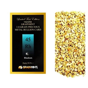 1/4 KORN 99,9% REINES RHODIUM KRISTALL METALL IN COA KARTE + 10 STÜCK ALASKAN GOLD - Bild 1 von 10