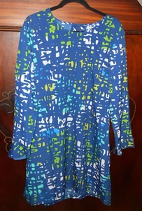 NWT Buckhead Betties Women’s Size XL Tunic Dress Bell Sleeve Blue Green White - Picture 1 of 4