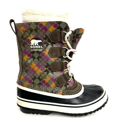 SOREL 1964 Mujer Talla 5 PAC Gráfico Cuero Pato Invierno Bota de Nieve Suela de Goma Foto 1 de 4