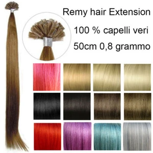 50 REMY HAIR EXTENSION capelli umani VERI 100% CHERATINA CIOCCHE 0,8g 53cm - Foto 1 di 16