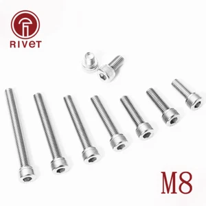 10/25/50/100/250 piezas DIN912 M8 acero inoxidable 304 pernos hexagonales tornillos de tapa de enchufe - Imagen 1 de 11