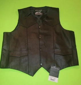 Event Leather Motorcycle Vest Size 4XL Black Mens - Picture 1 of 7