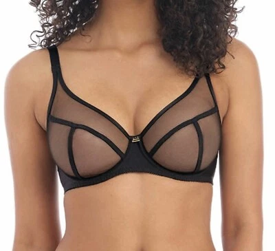 Sujetador Freya Snapshot Negro Malla Transparente 32F Con Aros Alto Ápice Sumergimiento 400921 Foto 1 de 4