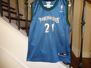 Vintage Blue Minnesota Timberwolves #21 Kevin Garnett NBA Jersey Youth L 14-16 - Picture 1 of 10