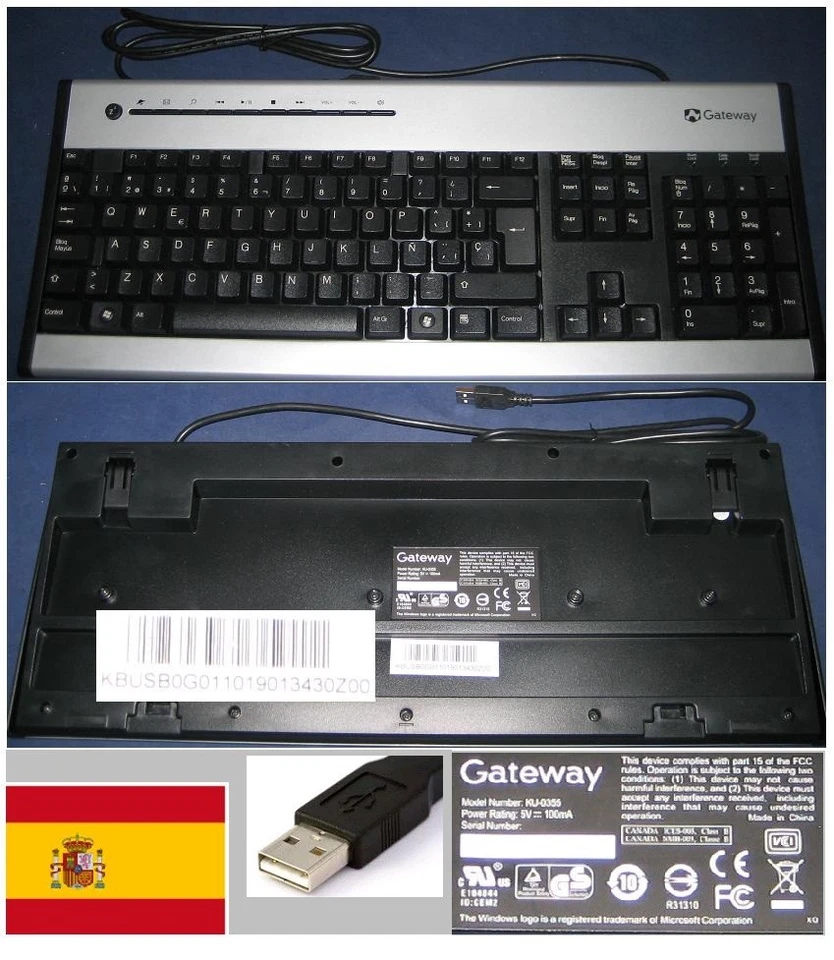 Tastiera qwerty Spagnola Gateway KU-0355 KU0355 KB.USB0G.011, KBUSB0G011 USB - Immagine 1 di 1