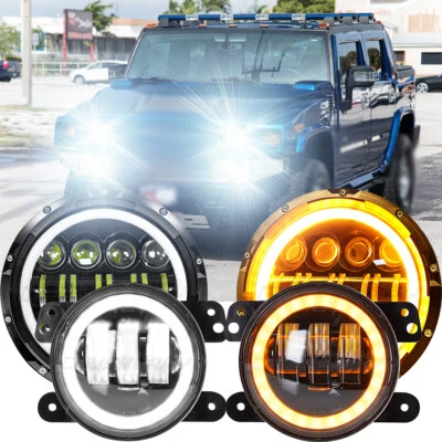 Kit combinado de 4 faros LED de 7" y luces antiniebla de 4"" para 1992-2001 AM General Foto 1 de 4