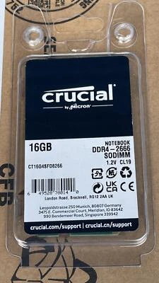 CRUCIAL 16GB (1X 16GB) DDR4-2666 PC4-21300 1.2V DR X8 260-PIN SODIMM RAM MODULE - Image 1 of 4