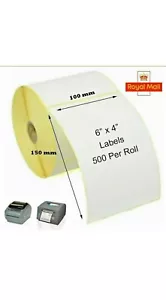 ROYAL MAIL 500 ETIKETTEN Rolle 4 x 6 Zoll 100 x 150 mm THERMO für ZEBRA DRUCKER kostenloser Versand - Bild 1 von 1