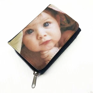 Personalised Photo Denim Purse / Wallet Card Holder & Zip Custom Any Image Art - Picture 1 of 3