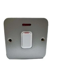 20A 1 Gang DP Switch with Neon Unit- Metal clad - Picture 1 of 3