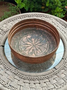 "Hermoso colador/tamiz de grano antiguo forjado a mano de cobre antiguo 12 x 3,5""" - Imagen 1 de 18