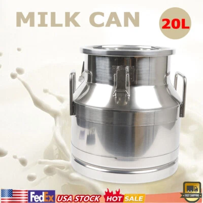 Lata de leche de acero inoxidable de 20 L cubo de vino jarra tanque de almacenamiento de aceite bote NUEVO Foto 1 de 4