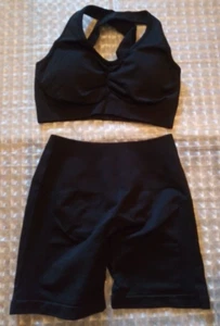 Aoxiox Asset Size Small Black Workout Outfit Semaless New 5" Inseam - Picture 1 of 10