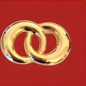 Vintage Monet Napier Double Circles Infinity Brooch Pin Gold Tone - Picture 1 of 6