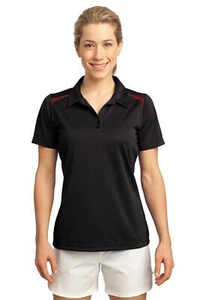Sport-Tek LST670 Ladies 100% Polyester Vector Sport-Wick Short Sleeve Polo Shirt - Picture 1 of 8