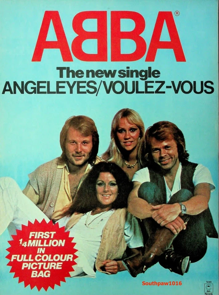 1979 ABBA "Angel Eyes" Song Release Music Industry Promo Reprint Ad - Image 1 of 1