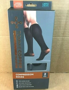 Tommie Copper Black Compression Socks 2 Pairs Size L/XL - Picture 1 of 2