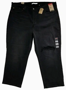 Pantalones de mezclilla Levi's Wedgie rectos negros carbón talla 24 W rodilla rasgada ¡nuevos con etiquetas! ¡NUEVO! - Imagen 1 de 3