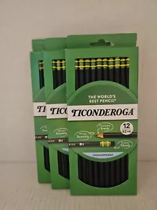 Matite con cassa in legno Ticonderoga, nero non affilato, 12 pezzi (lotto di 3) - Foto 1 di 7