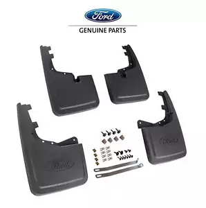 2021-2025 Ford F-150 OEM Black Front & Rear Mud Flaps Splash Guards Set of 4 - Picture 1 of 7