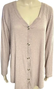 Torrid Top size 1 Brown Waffle V- Neck Long Sleeve Cadual - Picture 1 of 8