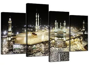 Islamic Canvas Pictures of Mecca Kaaba at Hajj for Bedroom - Set of 4 - Picture 1 of 7