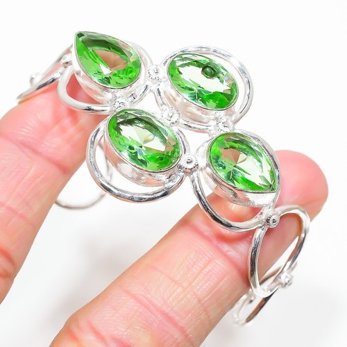 VALENTINO Bracciale in argento sterling 925 fatto a mano con pietre preziose tsavorite verde regolabile