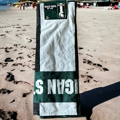 Northwest NCAA Michigan State Spartans Beach Towel 30" X 60" Green White Cover
